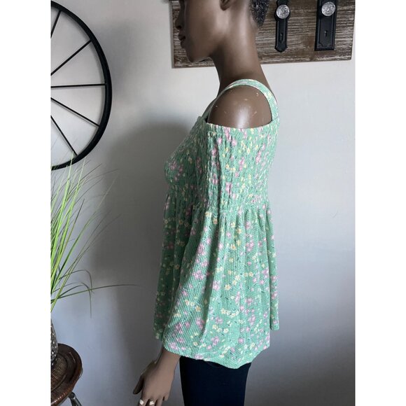 Cloud Chaser Girl's Waffle Smocked 3/4 Sleeve Off Shoulder Top XL/16 - Picture 2 of 7